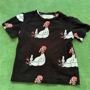 Kids Black T-Shirt with Chicken Print